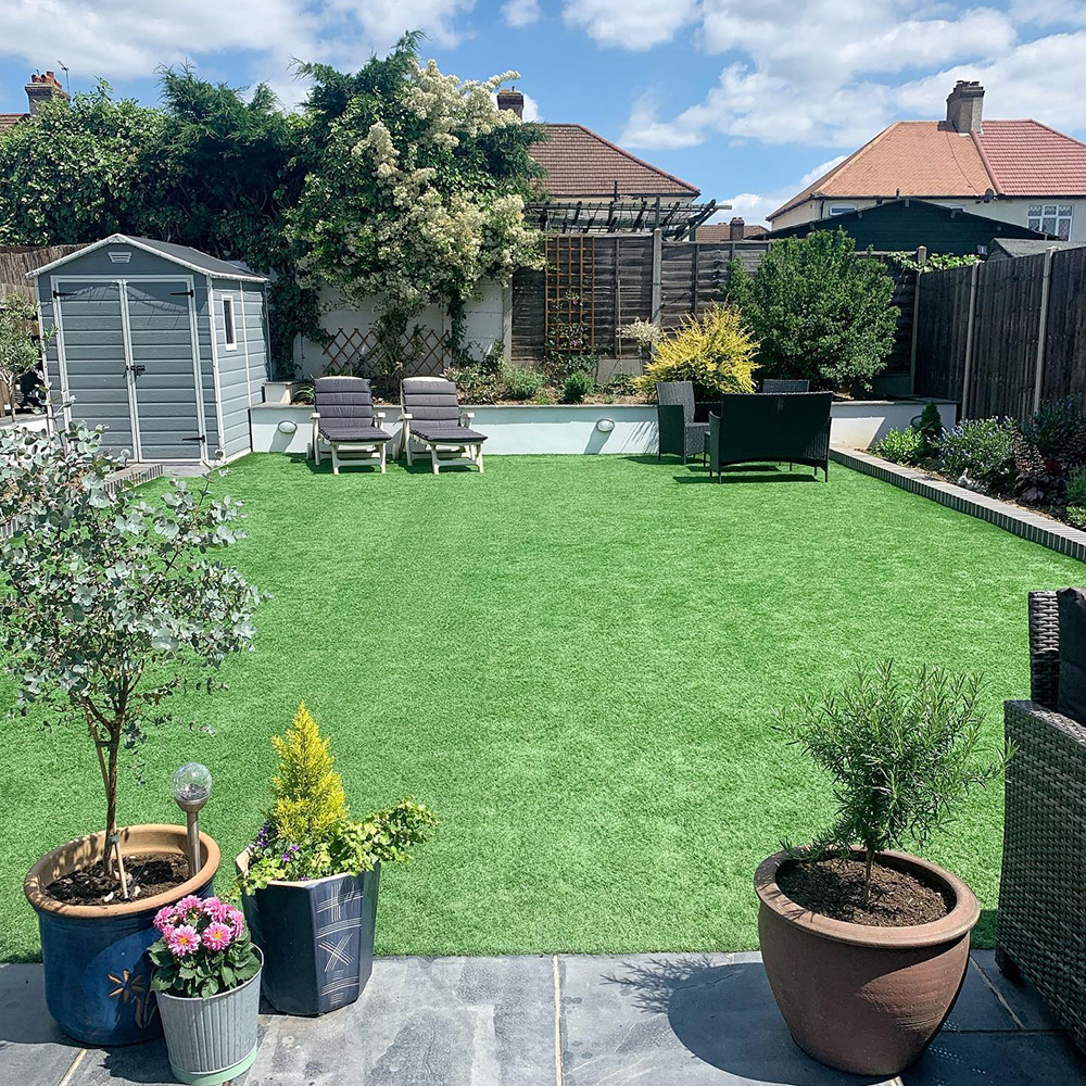 A garden re-done with artificial grass